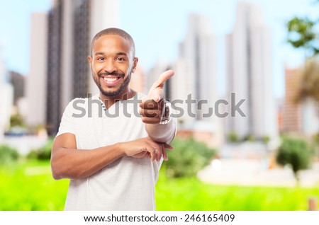 young cool black man pointing