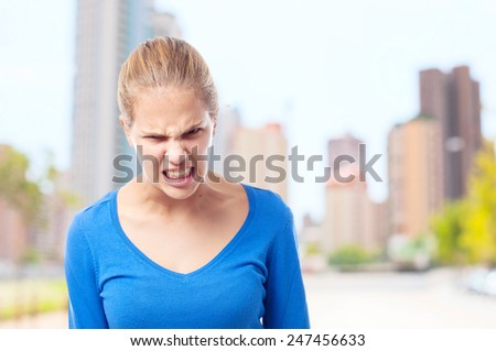 young cool woman angry pose