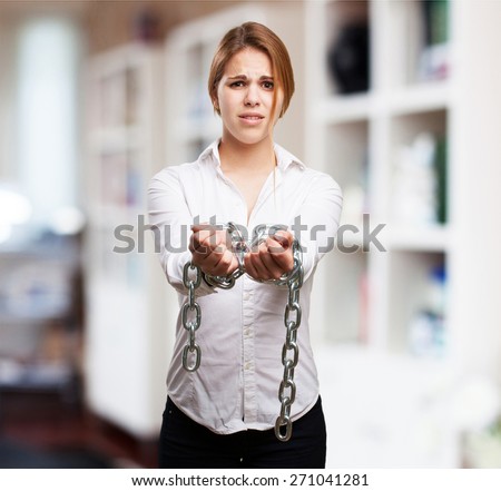 woman in chains Stock Photo