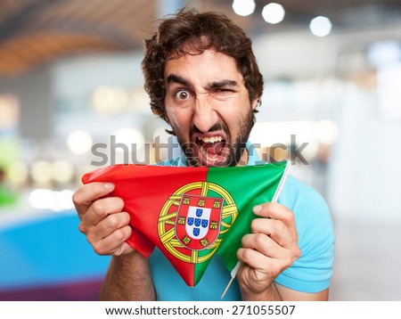 crazy man with flag