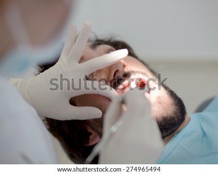 crazy man with pain. dentist concept