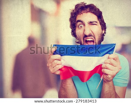 crazy man with flag