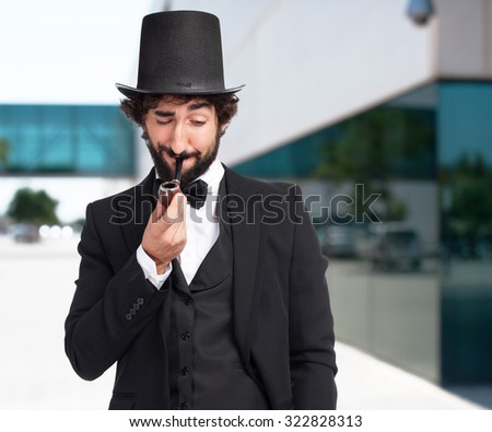 proud smoking man with pipe