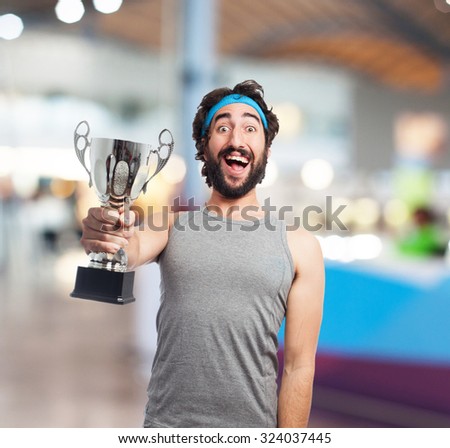 happy sport man with sport cup