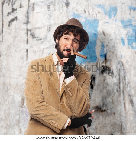happy young man with cigar