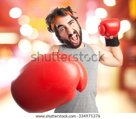 angry sport man boxing
