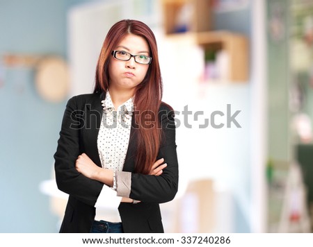 boring chinese woman cross arms sign