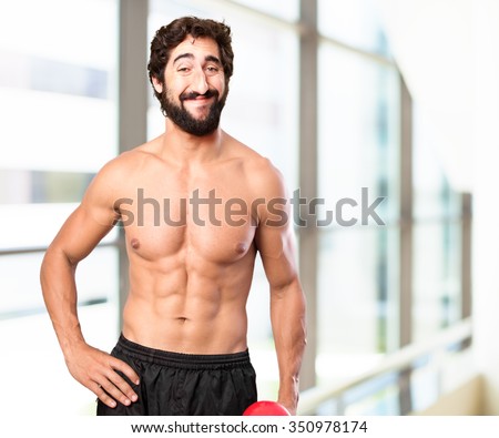 happy young man strong pose