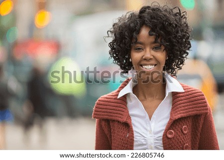 Young African American black woman in New York City smile happy face portrait