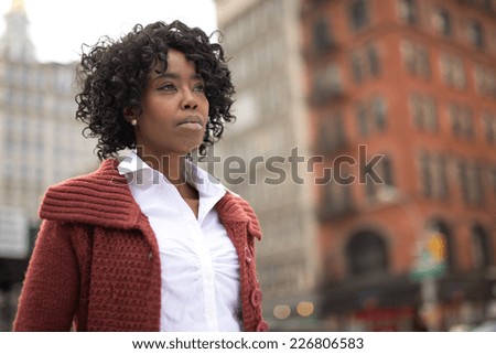 Young African American black woman in New York City smile happy face portrait