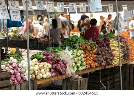 NEW YORK - CIRCA AUGUST 2015: Vegetables at green market