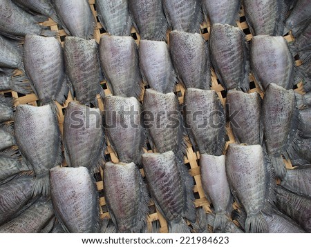 Stall of dried salty fish in Thailand/Stall of dried fish