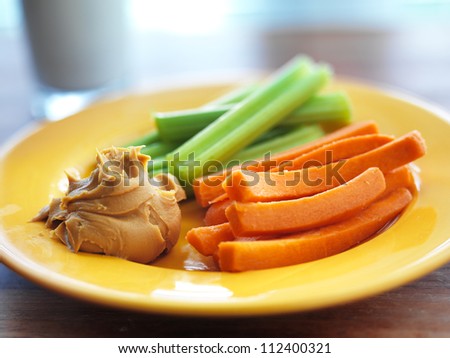 kids food - peanut butter with celery and carrots.