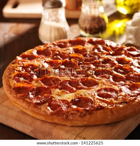 Pepperoni pizza on table
