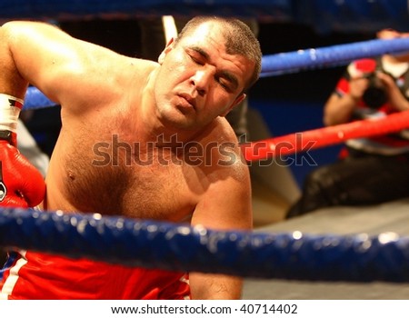 YEKATERINBURG - OCTOBER 24: Boxer  Mamadzhanov (Uzbekistan) in knockout on the International tournament on professional boxing October 24, 2009 in Yekaterinburg, Russia