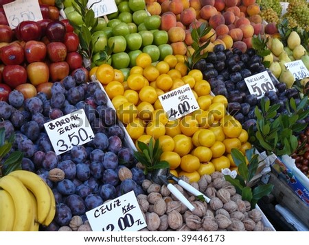 Colourful Fruit Stall arrangement