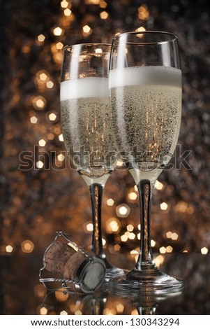 Flutes of champagne in holiday