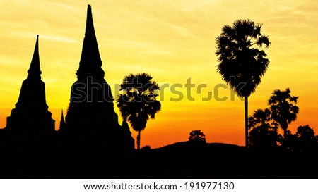 Old temple silhouette on twilight time