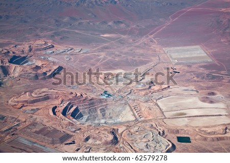 stock photo aerial view of openpit copper mine in Atacama desert Chile