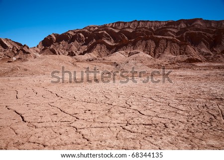 waterless landscape in Moon Valley, desert Atacama, Chile