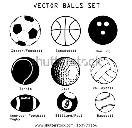 A vector set of different sport balls isolated over white background