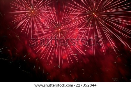 Red fireworks background isolated in dark close up with the place for text, Malta fireworks festival, 4 of July, Independence day, New Year, explode, only explode, red fireworks, blurry