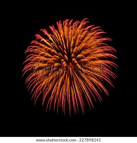 Orange fireworks in dark background, orange red fireworks isolated in dark, colourful fireworks, New year, Christmas holidays, Independence day, explode, fireworks festival in Malta