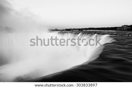 Niagara Falls in black and white photo, Niagara falls in Canada, canadian Niagara falls