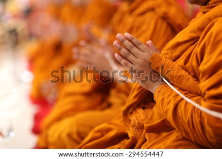 pray, Put the palms of the hands together in salute , monks, thailand