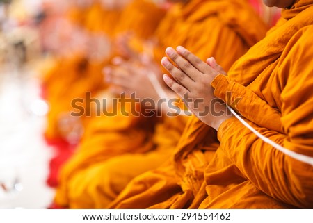 pray, Put the palms of the hands together in salute , monks, thailand