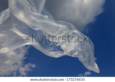 Clear plastic sheet blowing in the wind