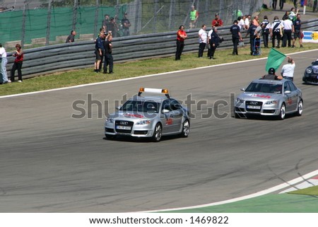 two audi pace-cars starting the race, Nuerburgring racetrack, Germany
