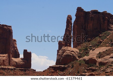 A rock tower at The Arches National Park in Utah.