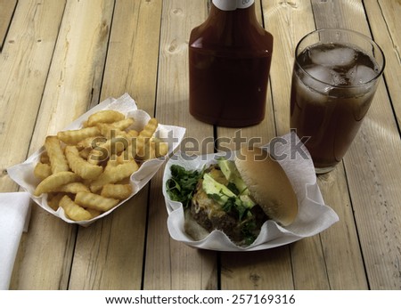 A meal of hamburgers and french fries.