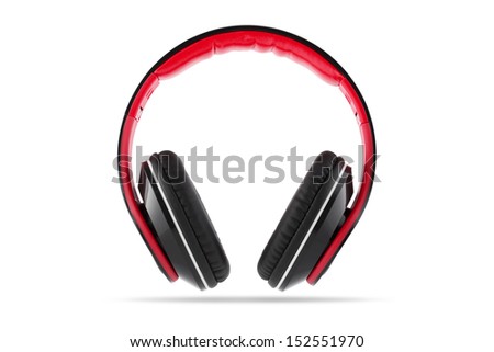 Black headphone with red and white trim