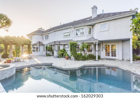 Backyard and swimming pool of luxury house