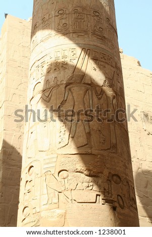 Amon-Re at column in the Temple of Amon-Re, Karnak, Luxor, Egypt