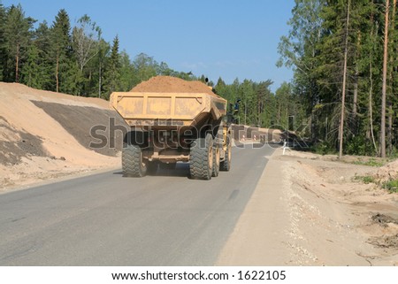 Heavy Dump Truck at road construction