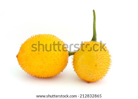 Gac,Baby Jackfruit Spiny Bitter Gourd, Sweet Gourd.A Southeast Asian fruit isolate on white