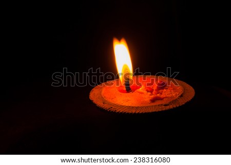 A burning candle in dark