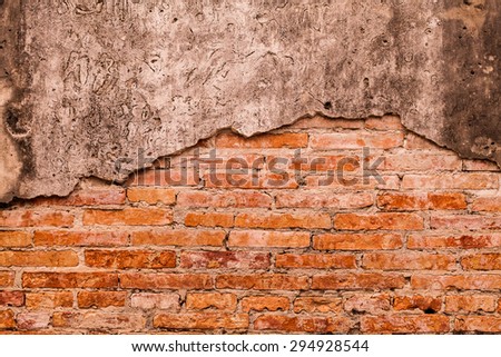 Vintage background of brick wall texture.more than 100 years old.