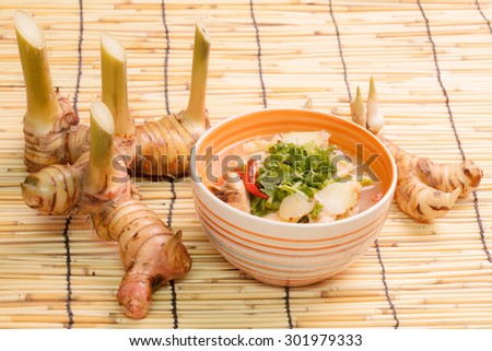 Chicken and galangal in coconut milk soup, Thai Chicken Coconut Soup - Tom Kha Gai.This menu is very easy to make and the taste is similar to \