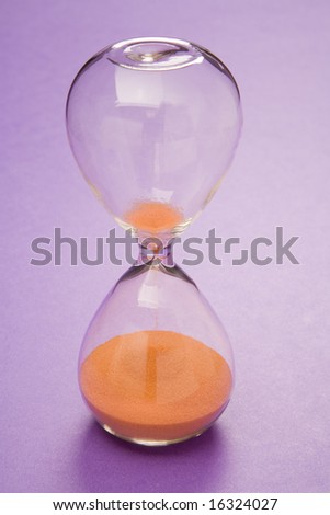 Hourglass style timer with orange sand.