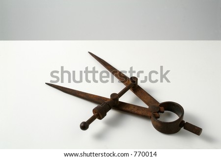 old compass on white background in two planes