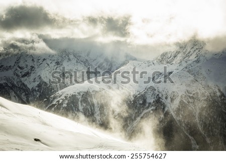 Beautiful winter landscape in one of most famous ski resort in austrian Alps