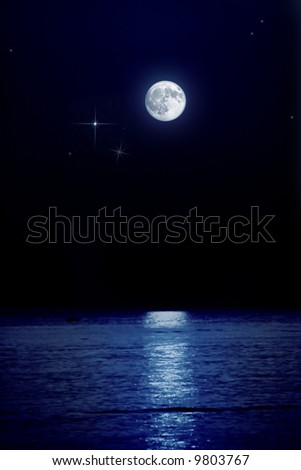 full moon reflection on sea