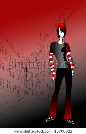 Emo Girl Illustration