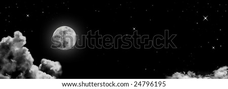 banner - header size detailed moon and cloud