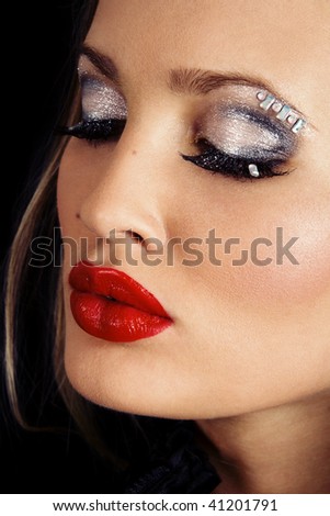 face portrait woman. stock photo : Face portrait of a young woman with professional makeup