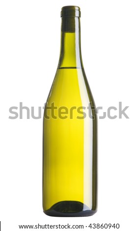 Bottle of white wine, isolated on white background